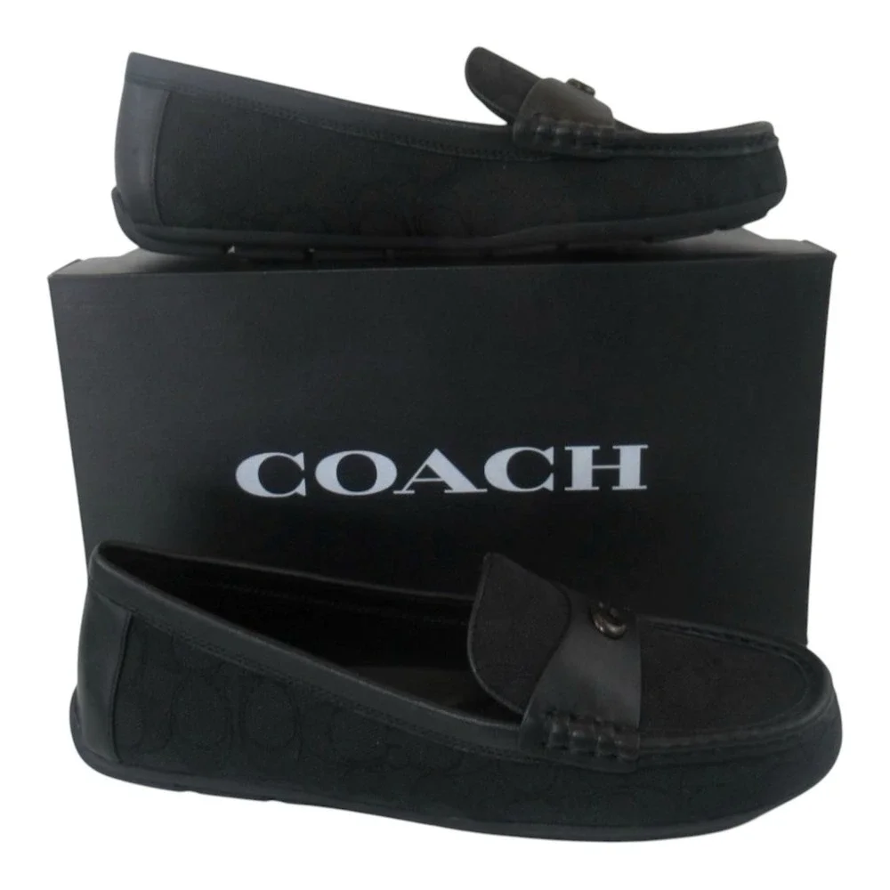 Coach Signature Jacquard Sculpted C Driver loafers Black Size 7 Monogram